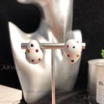 AAA Fake Celine White Enamel With Muti-Color Diamonds Earrings